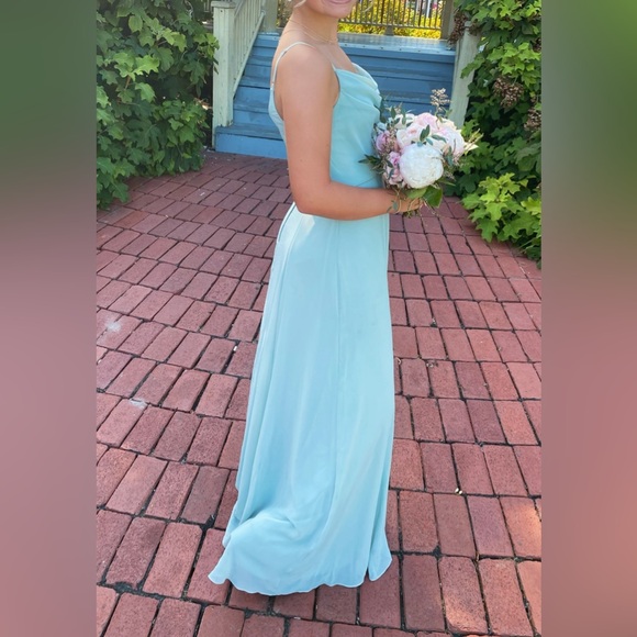 Sage Cowl Neck Dress With Slit - Picture 2 of 2